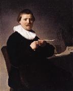 REMBRANDT Harmenszoon van Rijn Portrait of a man trimming his quill (mk33) oil on canvas